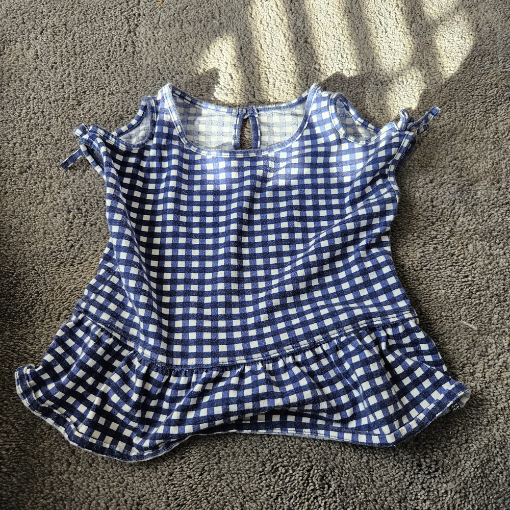 Blue and White Checkered Top